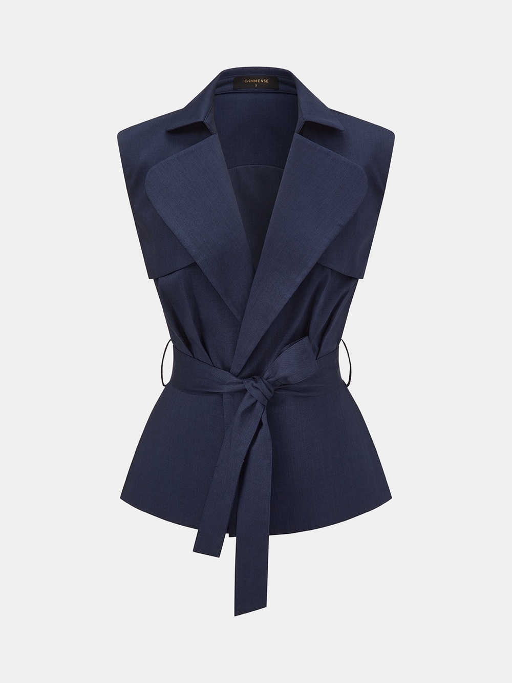 Commense Navy Sleeveless Belted Blazer Vest Size XS NWT